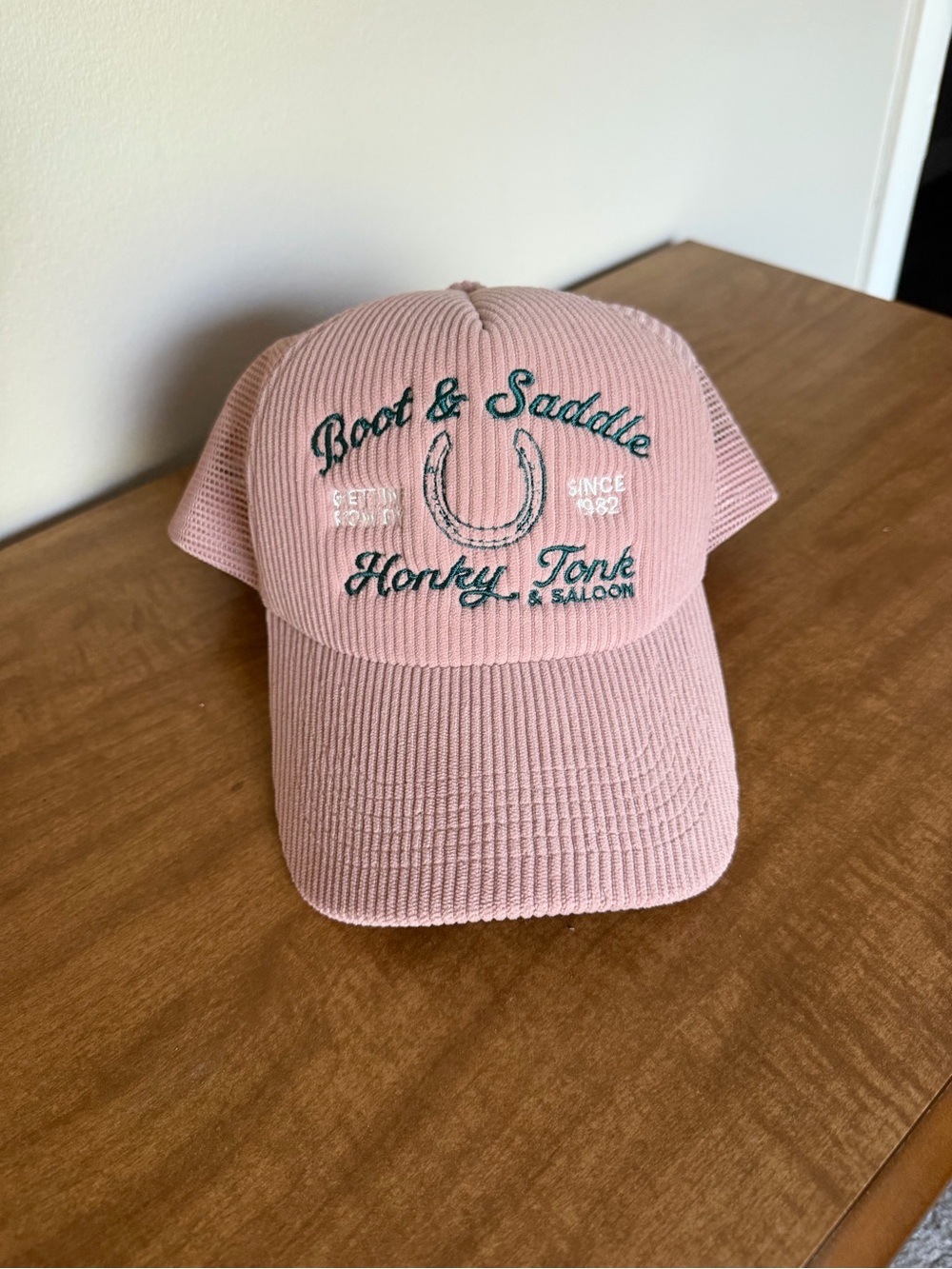 Anthropologie Honky Tonk Pink Corduroy Cap